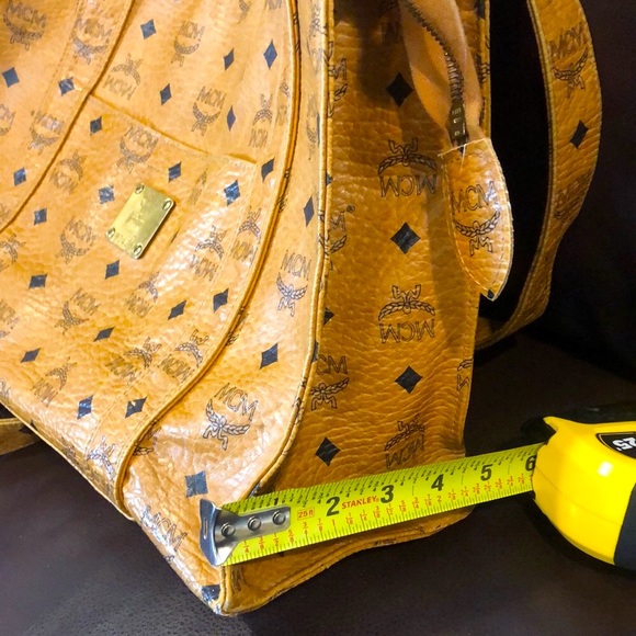 MCM Cognac Vicetos Top Zipper Shoulder Briefcase Work Bag Authentic EUC - Picture 16 of 17